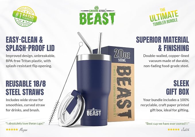 Beast 20 oz Tumbler Stainless Steel Vacuum Insulated Coffee Ice Cup Double Wall - Image 2