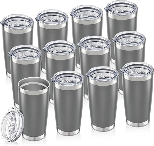 20oz Tumbler Bulk with Lid Stainless Steel Tumblers, 12 Pack | Leak Proof Lid by Unknown