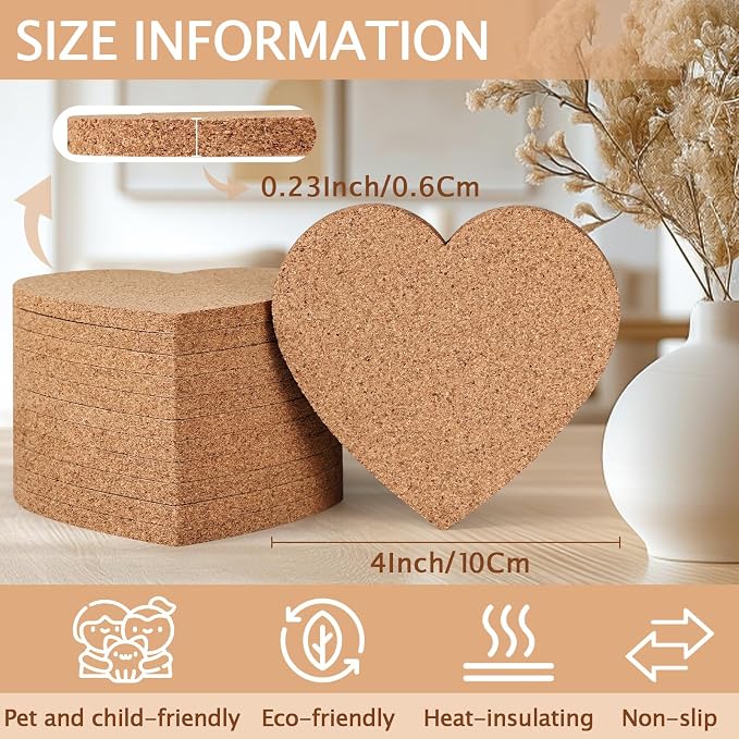 100 PCS Cork Coasters for Laser Engraving, Thick Absorbent Blank Coasters | 4 - Image 2