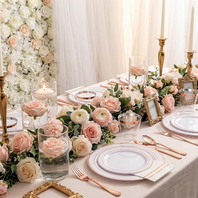 GATHER 350PCS Rose Gold Plastic Plates - Image 4
