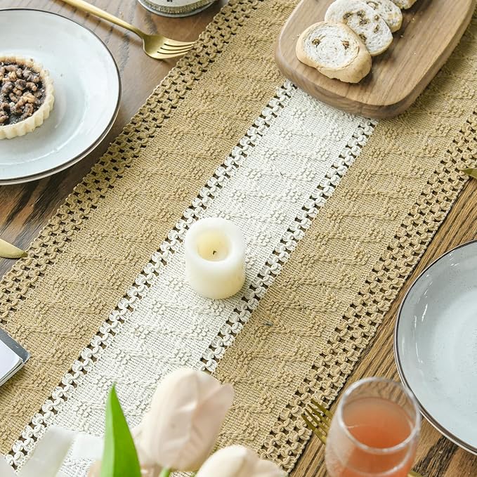 Artoid Mode Burlap Brown Farmhouse Woven Table Runner 12x120 Inch | Seasonal - Image 5