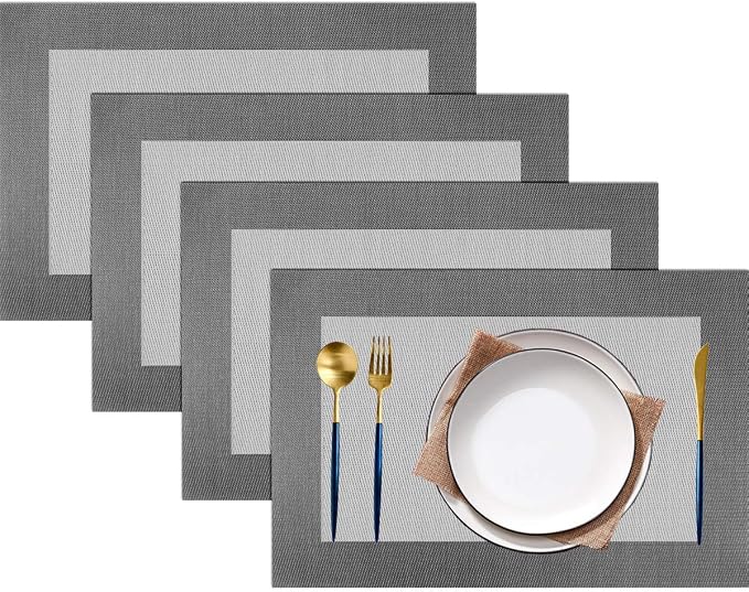 PIGCHCY Placemats Vinyl Washable Table Mats Elegant Non-Slip Placemats by PIGCHCY