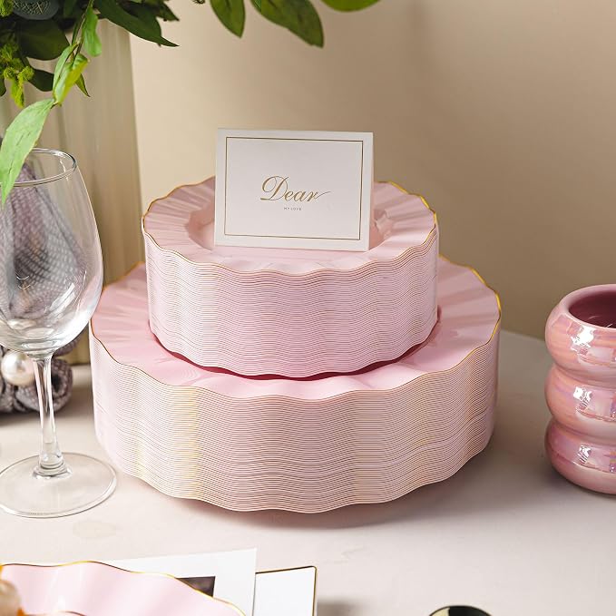 120PCS Pink Plastic Plates, Wavy Plates - Image 7