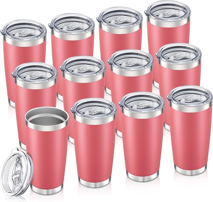 20oz Tumbler Bulk with Lid Stainless Steel Tumblers, 12 Pack | Leak Proof Lid by Unknown