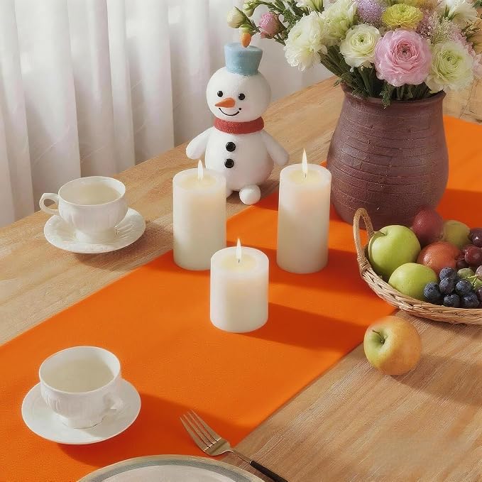 Orange Table Runner, Waterproof Washable Runners 36 Inches Long | Reusable - Image 6