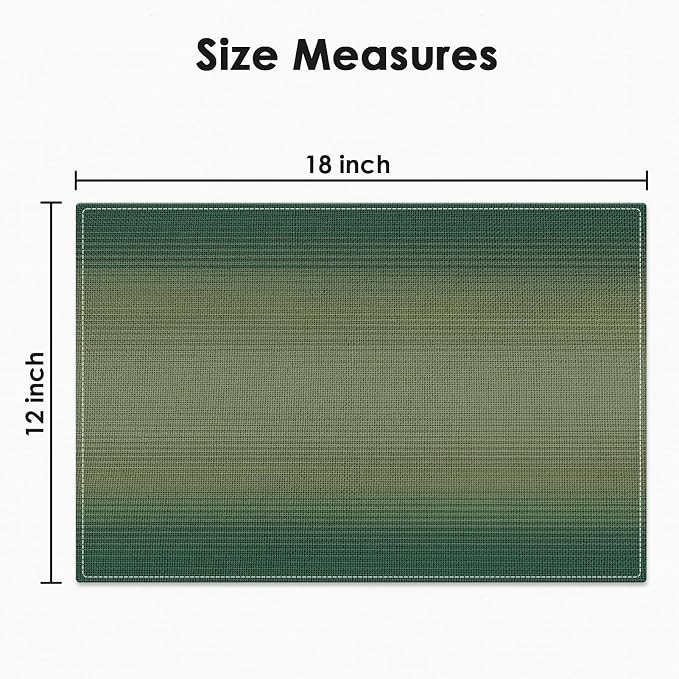 Emvency Farmhouse Placemats Set of 4, 12x18 Inch, Geometric Striped | Sage - Image 3