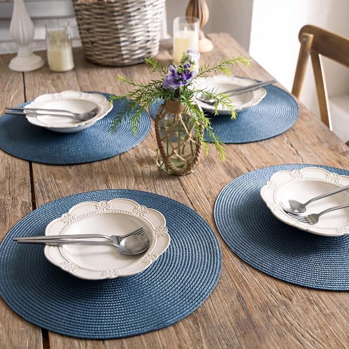 FunWheat Round Braided Placemats Set of 4 Table Mats - Image 6