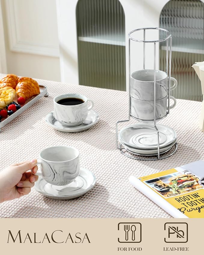 MALACASA 8 OZ Porcelain Espresso Cups - Image 3