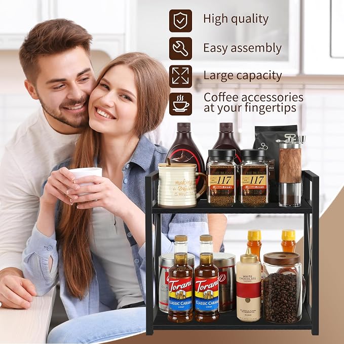 YINMIT Countertop Shelf Organizer, Coffee Bar Accessories, Spice Rack, Coffee - Image 7