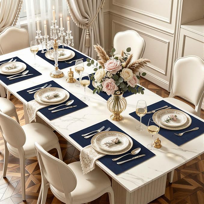 Faux Leather Heat Resistant Placemats 4 Packs, Waterproof Wipeable Dining PU - Image 2