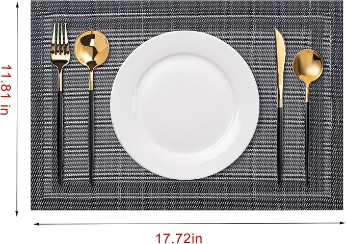 Placemats Set of 6 Washable Indoor | Outdoor Vinyl Place Mats - Image 2