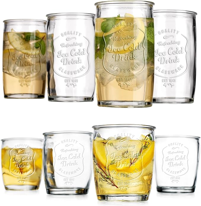 Glaver's Ice Cold Set of 8 Drinking Glasses 4-20 Oz Highball Glasses, and 4-13 - Image 6