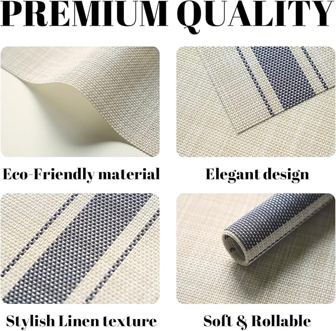 Placemats Set of 4 Vinyl/Plastic Woven Place Mats - Image 2