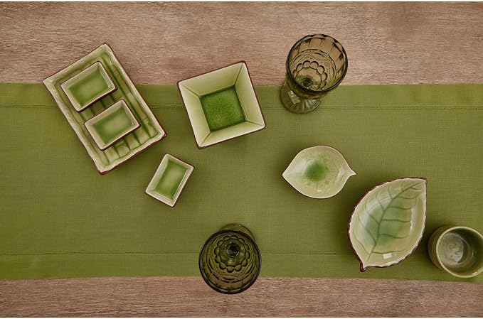Solino Home 100% Pure Linen Dining Table Runner Avocado Woven, 14 x 72 in | - Image 3