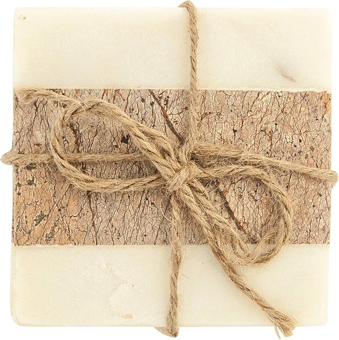 Creative Co-Op Square Marble Coasters - Image 4