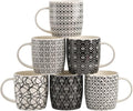 Okllen 6 Pack 11.5 Oz Coffee Mugs Geometric Textured, Ceramic Coffee Mugs by Okllen