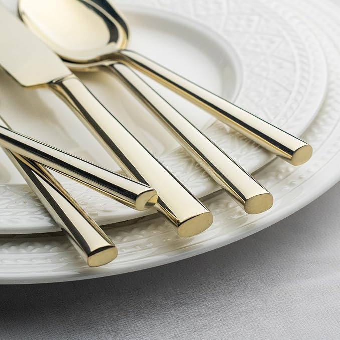 Alata Potter Champagne Gold 45-Piece Forged Silverware Set - Image 3