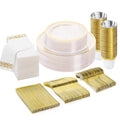 BESTVIP 175 PCS Clear Gold Plastic Plates and Silverware Set Disposable | Gold by Bestvip