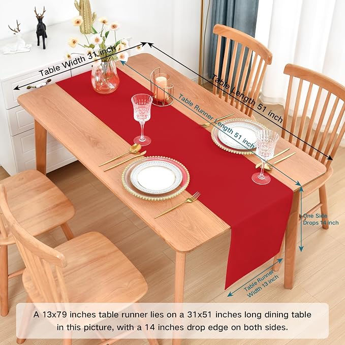 Faux Linen Table Runner Water Resistant 13 x 72 in, Coffee Table Runner - Image 2