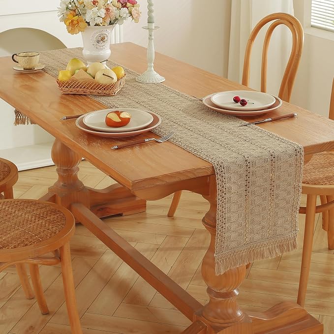 Burlap Boho Table Runner for Home Decor - Image 5