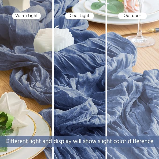Cheesecloth Table Runner Blue 10FT Boho Gauze Runner - Image 8