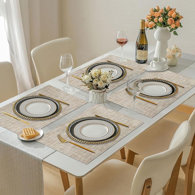 Vinyl Placemats Set of 8, PVC Woven Washable Non-Slip Table Mats, Heat - Image 7