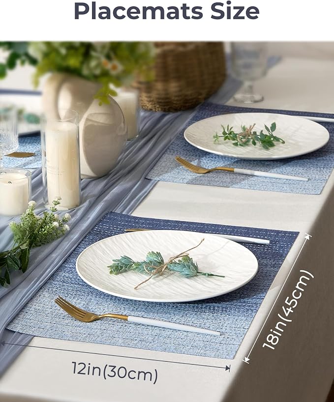 Leetaltree Gradient Blue Woven Placemats Set of 12 - Image 4