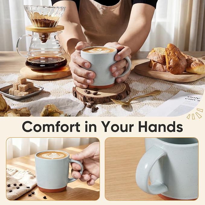 E-far Ceramic Coffee Mug Set of 6, 12oz Stoneware Coffee Cup - Image 6