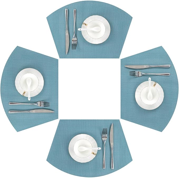 SHACOS Round Table Placemats Set of 4 Small Wedge Placemat Wipe Clean Heat by SHACOS