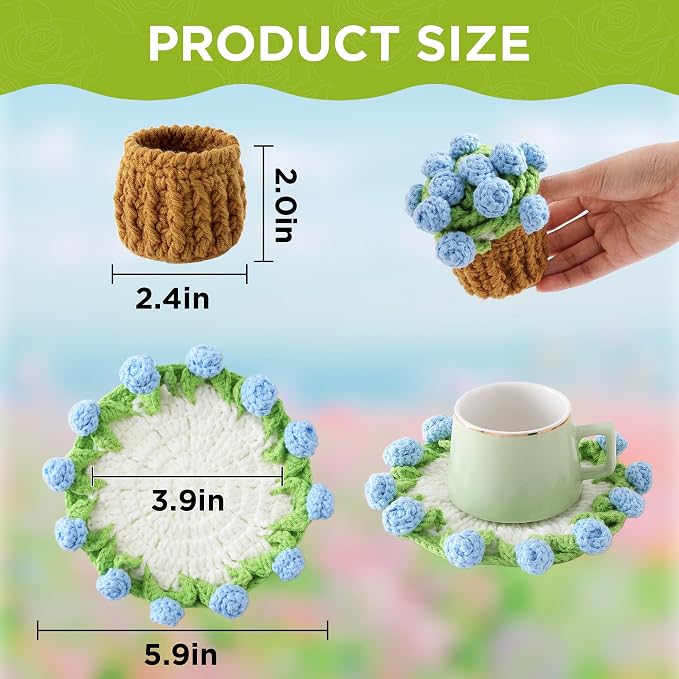 Crochet Flower Coasters, Handmade Bouquet Coasters - Image 2