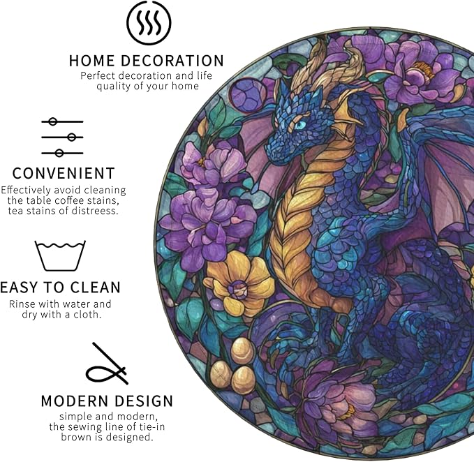 Dragon Coasters Leather Round Drink Coasters 6 Pcs Set - Image 4