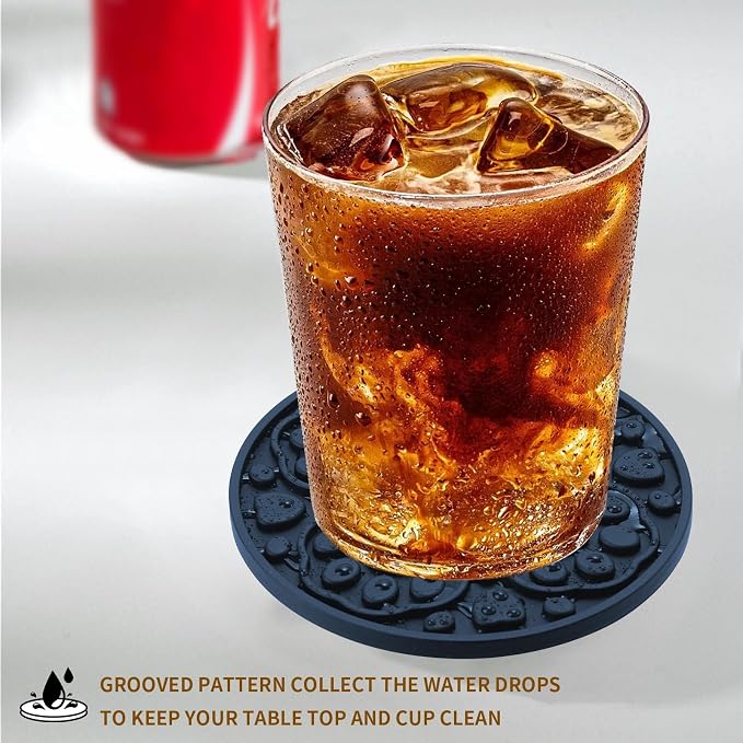 4 Inch Silicone Coasters Set of 6, Non-Slip Drink Coaster - Image 2