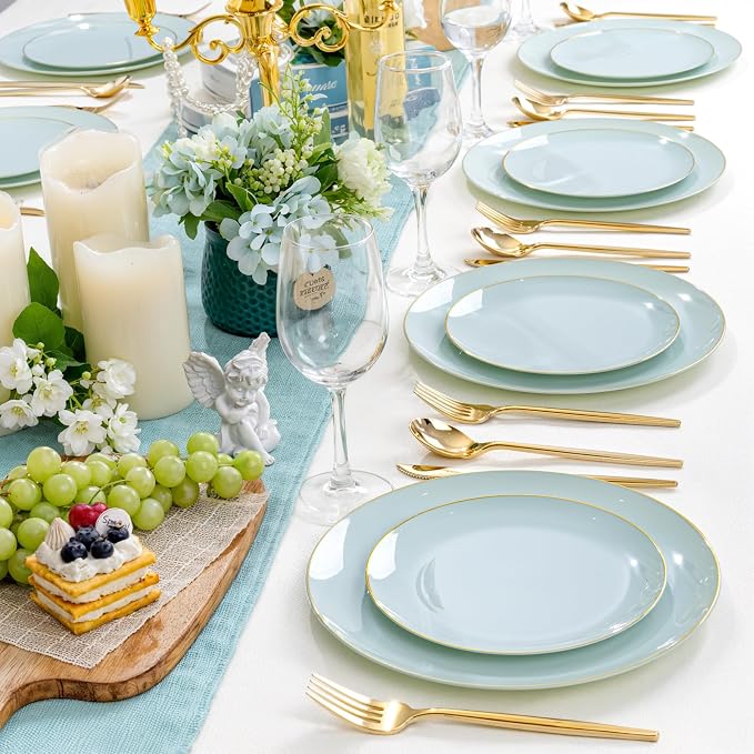 PULOTE 100PCS Sage Green Plastic Plates - Image 5