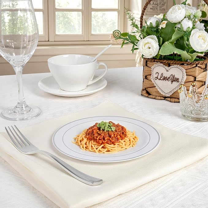 bUCLA 200PCS Silver Plastic Plates - Image 5