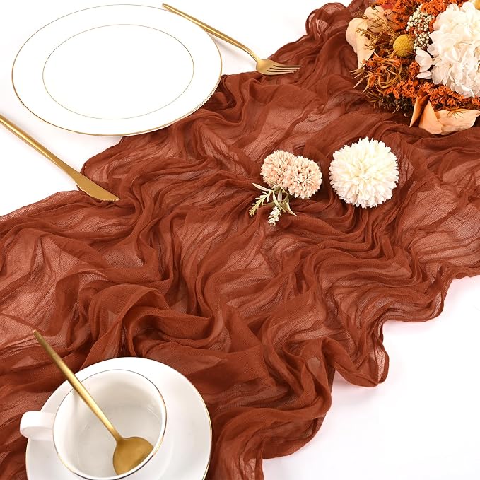 10 Pack Terracotta Cheesecloth Table Runner 17x108 Inch Boho Gauze Cheese Cloth - Image 4