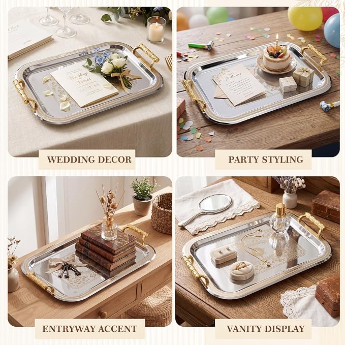 4 Pack Stainless Steel Serving Tray - Image 4
