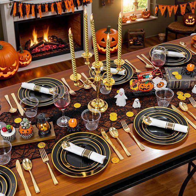 175PCS Black and Gold Plates - Image 4