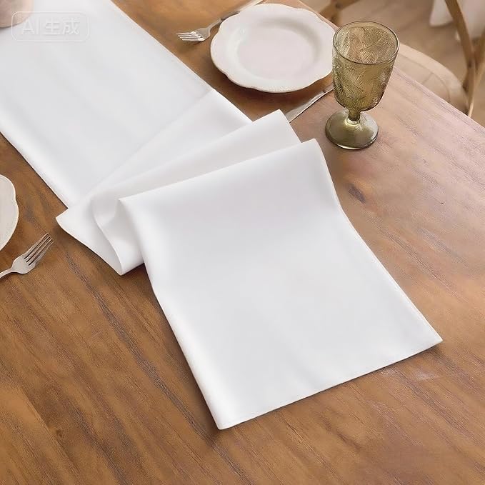 White Table Runner, Waterproof Washable Runners 60 Inches Long | Reusable 12x60 - Image 3