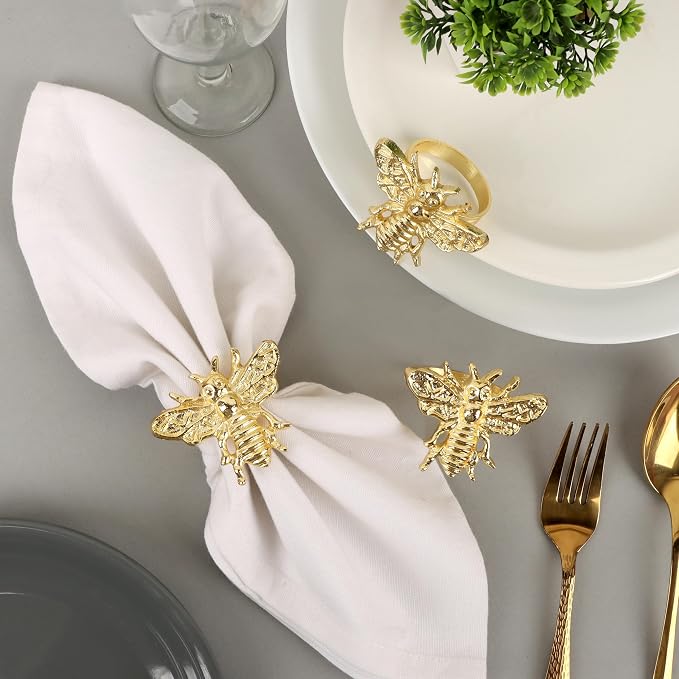 ALPHA Living HOME 12 Pcs Decorative Bee Napkin Rings - Image 2
