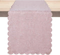 Pink Cotton Table Runner 13 x 90 in Long Farmhouse Scallop Style | Dresser by Winotic