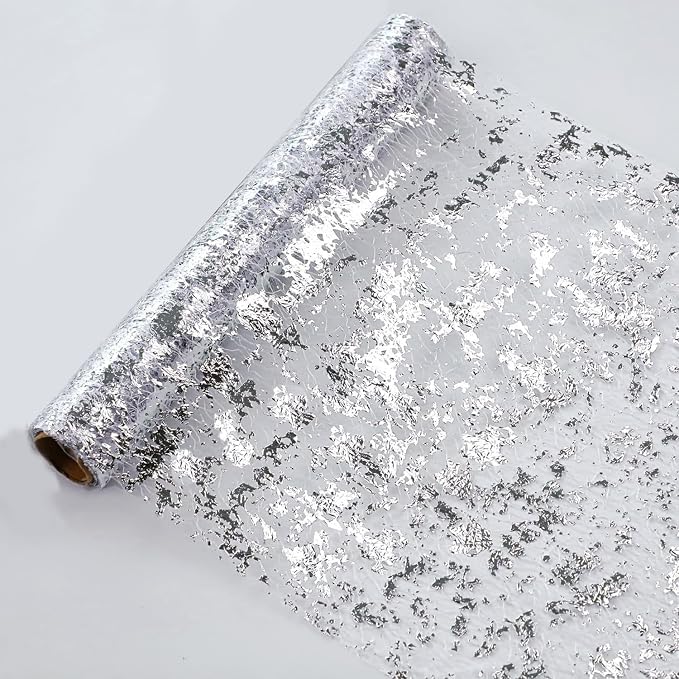 Snowkingdom Silver Table Runner, Sequin Glitter Foil Metallic Mesh Runner Roll by Snowkingdom