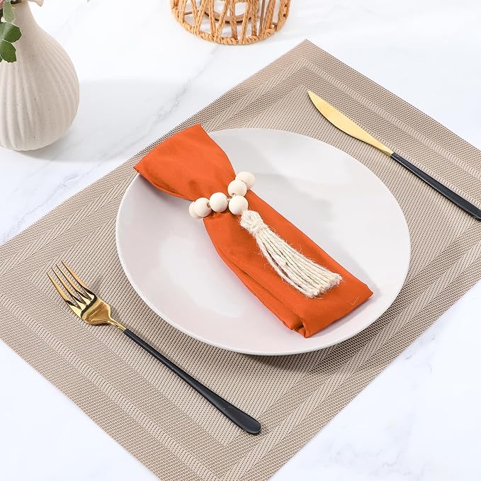 24 Pcs Wooden Bead Napkin Rings, Farmhouse Napkin Rings - Image 3
