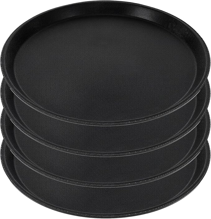 4 Pack Restaurant Serving Tray, 11 Inch Round Plastic Food Service Tray by Unknown