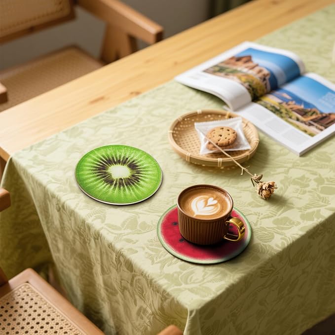 Fruit Coasters Leather Round Drink Coasters 6 Pcs Set - Image 5