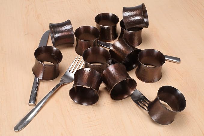 Decorative Metal Drum Napkin Rings Set of 12 - Image 2