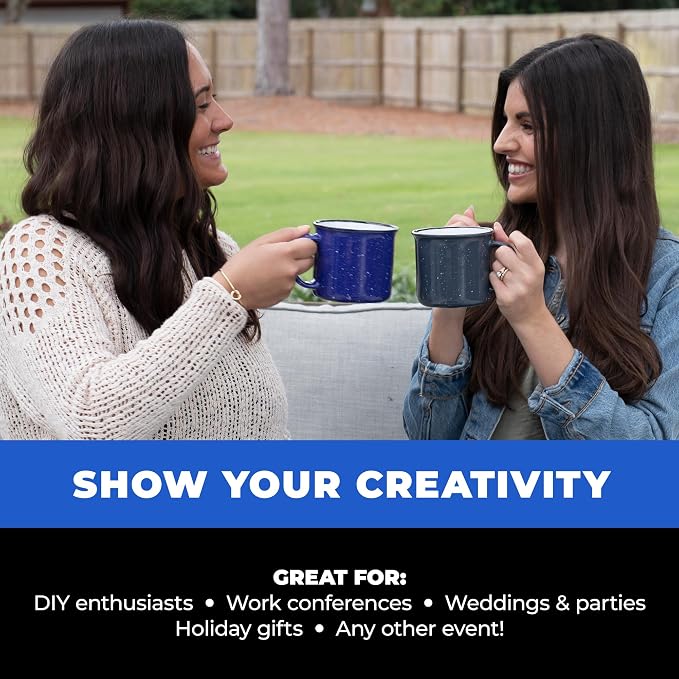 Set of 16 Ceramic Campfire Mugs – 15 Oz, Royal Blue – Coffee & Tea Cups - Image 4
