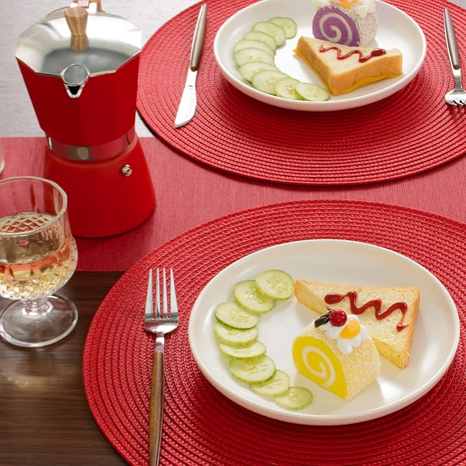 FunWheat Round Braided Placemats Set of 6 Table Mats - Image 7
