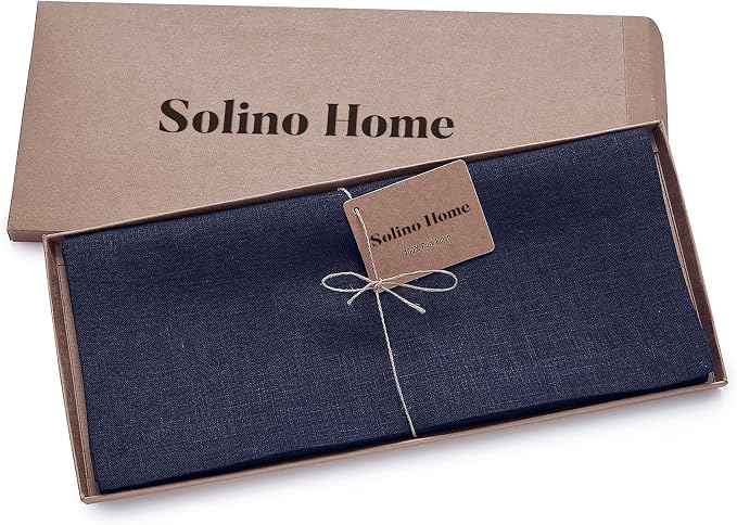 Solino Home 100% Pure Linen Dining Table Runner Navy Woven, Fete 14 x 72 in | - Image 6