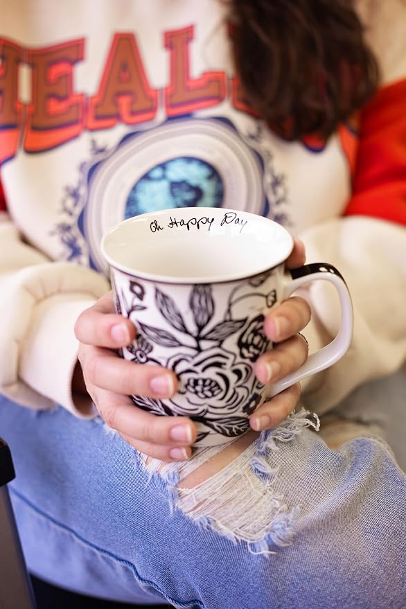 Karma Gifts 14 oz Black and White Boho Mug Celestial - Image 3