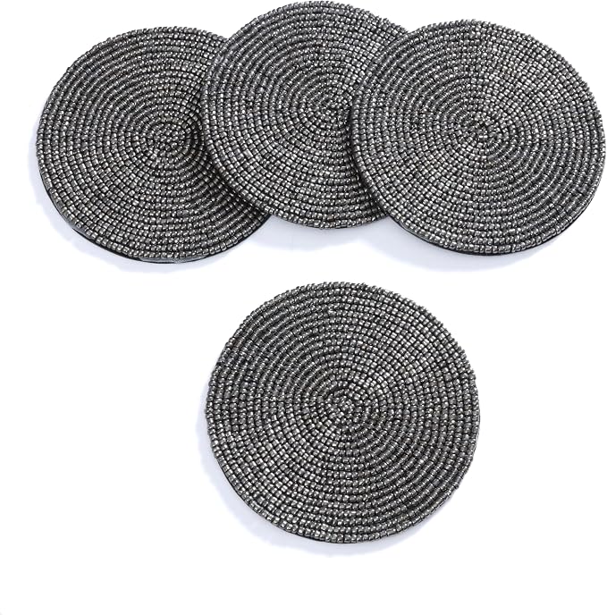 Handmade Beaded Bar Drink Tabletop Protection Coasters - Image 4